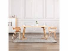 Lot de chaises de salle à manger 2 pcs bois courbé et similicuir - crème - 51,5 x 49 x 71,5 cm