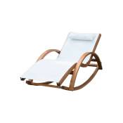 MH - Chaise longue woody blanche à bascule en bois