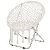 Outsunny Chaise pliante fauteuil soucoupe style bohème métal coton polyester 77L x 64P x 74H cm crème charge max. 150 Kg