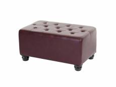 Pouf pour fauteuil de luxe relax chesterfield, ottomane, 41x75x46cm similicuir ~ pieds ronds, brun rouge