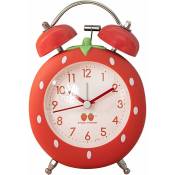 Réveil fraise pour enfants, joli réveil pour gros dormeurs avec rétroéclairage, réveil double cloche fort pour décoration de chambre (rouge)