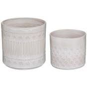 Set de 2 pots Carmen céramique blanc ivoire Atmosphera créateur d'intérieur - Ivoire