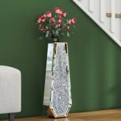 Shyfoy - Vase sur pied haut en diamant-miroir argenté cristal-verre + production de mdf MDF-à la mode et élégant