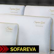 Sofareva - Oreiller Confort Gold 30x50cm Memoire de forme (45 kg/m3) Finition brodee Maintien parfait de la nuque - blanc
