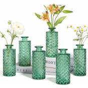 Sunxury - Lot de 6 vases à bourgeons en verre, petits vases à bourgeons de diamant en vrac, mini vases à fleurs pour centres de table, bouteille