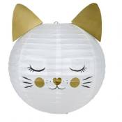 Suspension boule japonaise chat D35 - Blanc