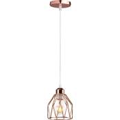 Suspension Luminaire Moderne E27 Lampe de Plafond Abat-Jour en Métal pour Chambre Salon Café sans Ampoule Rose - Or rose