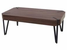 Table basse de salon kos t573, fsc 43x110x60cm ~ chêne marron, pieds métalliques foncés