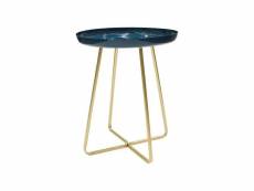 Table d'appoint plateau rond glossy bleu HD6411