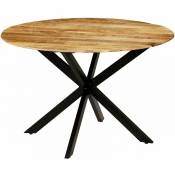 Table de salon salle à manger design bois de manguier brut et acier 120 cm - Bois