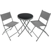 Tectake - Ensemble table et chaises de jardin dusseldorf - mobilier de jardin, meuble de jardin, salon de jardin - gris