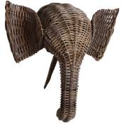 Trophée tête d'animal en poelet gris Eléphant