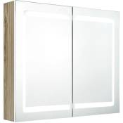 Vidaxl - Armoire de salle de bain à miroir à led Blanc et chêne blanc et chêne
