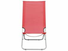 Vidaxl chaises de plage pliables 2 pcs rouge tissu