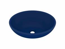 Vidaxl lavabo ovale de luxe bleu foncé mat 40x33 cm céramique 146924