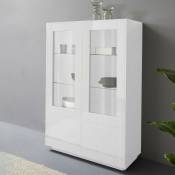 Web Furniture - Buffet de salon vaisselier avec vitrine 100cm design moderne blanc Syfe