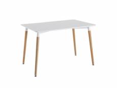 Zuri - table rectangulaire blanche et pieds effet bois