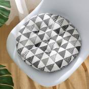 ZVD - Coussin de chaise rond en tatami respirant - Triangle gris, lot de 2 (40 cm) - Pour salle à manger, bureau et canapé