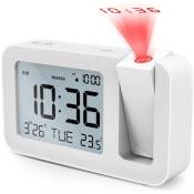 1 pièce horloge de projection silencieuse calendrier de projection multifonction affichage de la température réveil réveil électronique spécifique