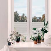 Adhésif décoratif pour vitre Lamelles de store opaque 200 x 45cm Blanc - Blanc
