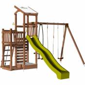 Aire de jeux pour enfant 2 tours avec portique et mur d'escalade - FUNNY Swing & Climbing 150