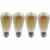 Ampoules vintage Ampoule E27 Ampoules à filament rétro led, verre ambré, 7 watts 720 lumens 2700 Kelvin blanc chaud, DxH 6,4x14 cm, lot de 4