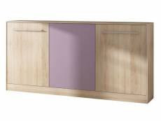 Armoire lit escamotable horizontal 90x200 cm sonoma violet lit rabattable lit mural roddy