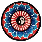 Belle bleu de Lotus Yin Yang Yin et le Yang méditation spirituelle indoue Hippie Yoga Inner Peace Patch ''8 x 8 cm'' - Écusson brodé Ecussons Imprimés