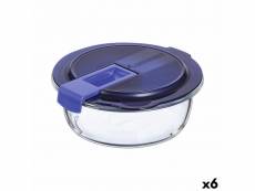 Boîte à lunch hermétique luminarc easy box bleu verre (6 unités) (670 ml)