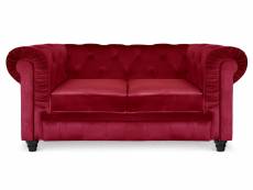 Canapé chesterfield 2 places velours rouge itish
