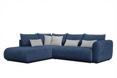 Canapé d'angle gauche 5 places bleu avec le couchage