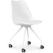 Chaise de bureau à roulettes - Chaise de bureau blanche - Canva Blanc - Métal, pp, Cuir végétalien, Nylon - Blanc