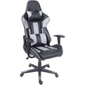 Chaise de bureau HHG 540, pivotante, fauteuil de jeu en ligne, fauteuil directorial, similicuir noir/gris - grey