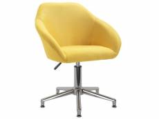 Chaise pivotante de bureau jaune tissu