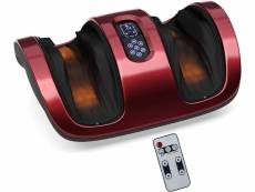 Costway masseur de pieds shiatsu avec chaleur, pétrissage 3 modes automatiques télécommande, 3 vitessses pour voûte plantaire rouge
