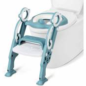 Costway - Siège de Toilette pour Enfants, Pliable et Hauteur Réglable, Réducteur de Toilette pour Bébé avec Marches Larges et Antidérapantes