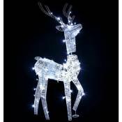 Déco renne de Noël lumineux - Silhouette renne lumineux - décoration LED extérieure de Noël - 92 LED blanc froid - Blanc