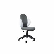 Dmora - Fauteuil de bureau réglable en hauteur, avec assise en tissu doux gris et blanc,58x56x92 / 102 cm