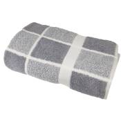 Drap de douche éponge à carreaux en coton gris 70x140