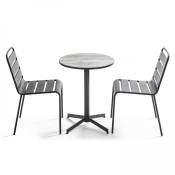 Ensemble de jardin table ronde et 2 chaises en métal