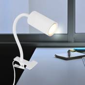 Etc-shop - Lampe de bureau à pince col de cygne lampe de lecture pince de lit pince lampe de bureau, plastique métal blanc, 1x GU10, LxPxH 29x10x41,5