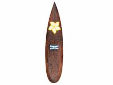"grande planche de surf bois peint tiki sculpté dent