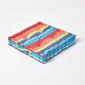 Homescapes - Coussin de sol - Rayures multicolores - 40 x 40 cm - Multicolore