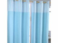 Homescapes paire de rideaux à oeillets - imprimé pois polka bleu 137 x 228 cm KT1406C