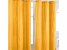 Homescapes paire de rideaux à oeillets uni jaune moutarde