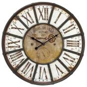 Horloge Murale Marron 60 cm – Horloge Charme Industriel Métal – Horloge Silencieuse 60 cm – Horloge Style Industriel Chiffres Romains– Marque