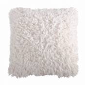 Housse de coussin effet poil de mouton - Blanc - 40 x 40 cm