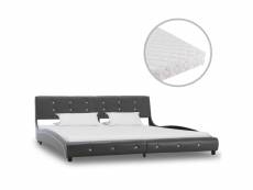 Joli lits et accessoires selection prague lit avec matelas gris similicuir 180 x 200 cm