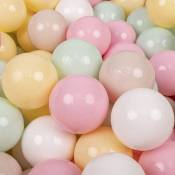 Kiddymoon - 100 Balles/7Cm Balles Colorées Plastique Pour Piscine Enfant Bébé Fabriqué En eu, Beige Pastel/Jaune Pastel/Blanc/Menthe/Rose Poudré