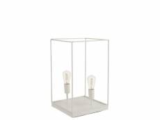 Lampe 2 ampoules rectangulaire cadre metal blanc large - l 30,5 x l 30,5 x h 51 cm